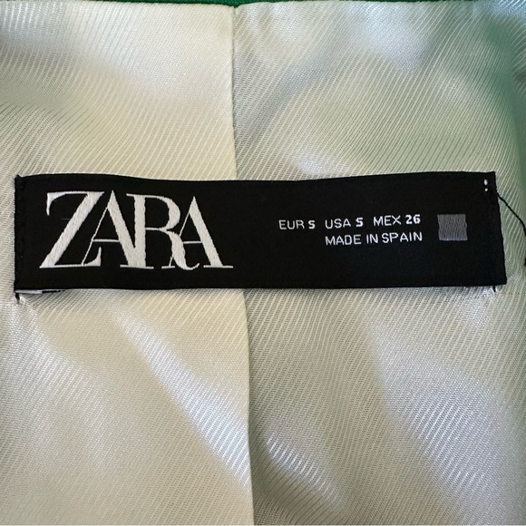 Zara Green Double Breasted Blogger Favored Long Blazer Size S - Picture 13 of 17